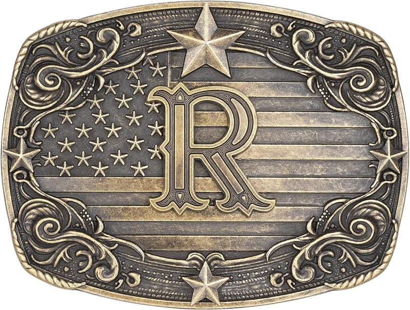 Flipslo Store Western Belt Buckle for Men Women Initial Letter A to Z Cowboy Belt Buckle Texas Buckle hebillas vaqueras para hombre - Image 1